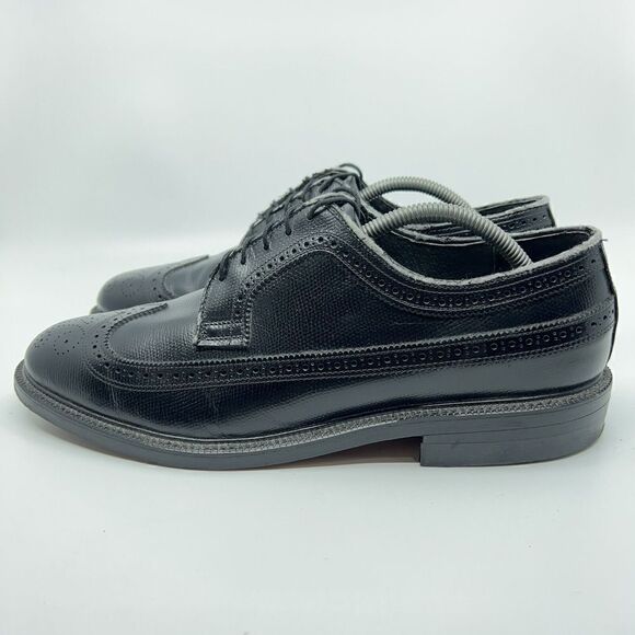 O'Sullivan Men’s Size 10.5 D Black Leather USA Made Long Wingtip Dress Shoes - Picture 3 of 11